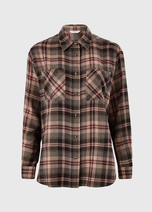 Brown Brushed Check Double Pocket Shirt - 8 Image 2