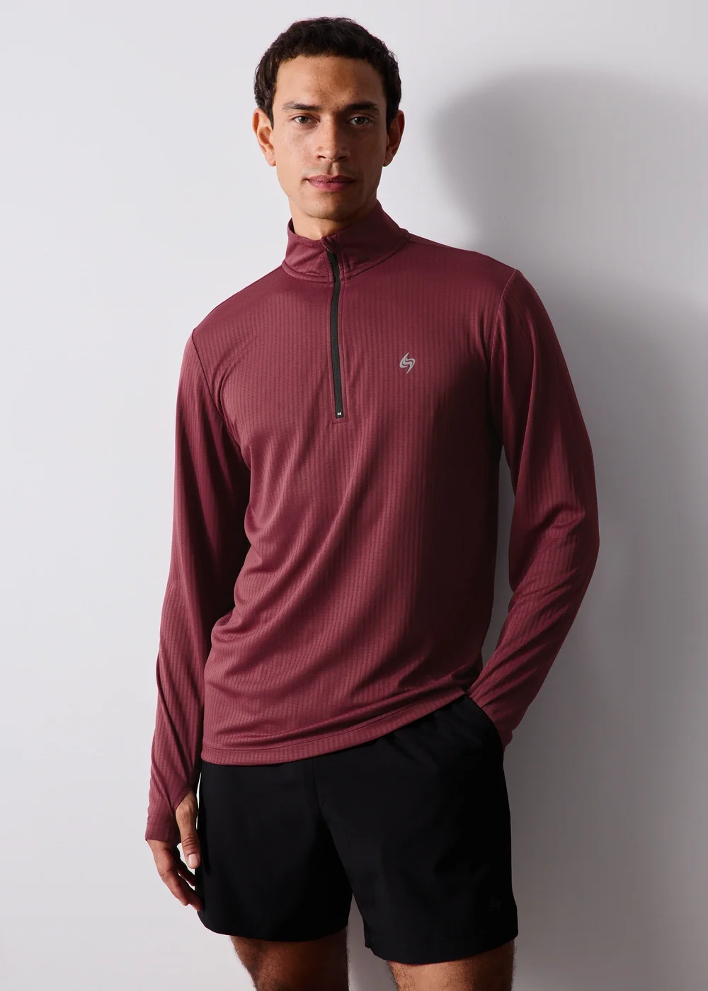 Burgundy Quarter Zip Training Top - S Image 1