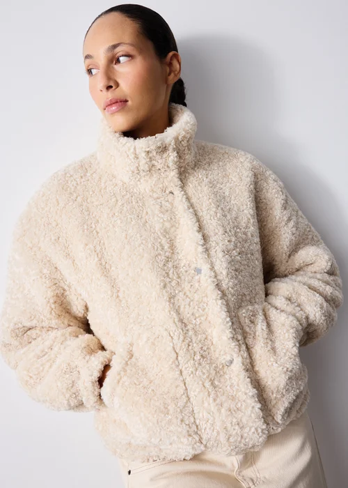 Cream Borg Zip Through Jacket - S Image 5