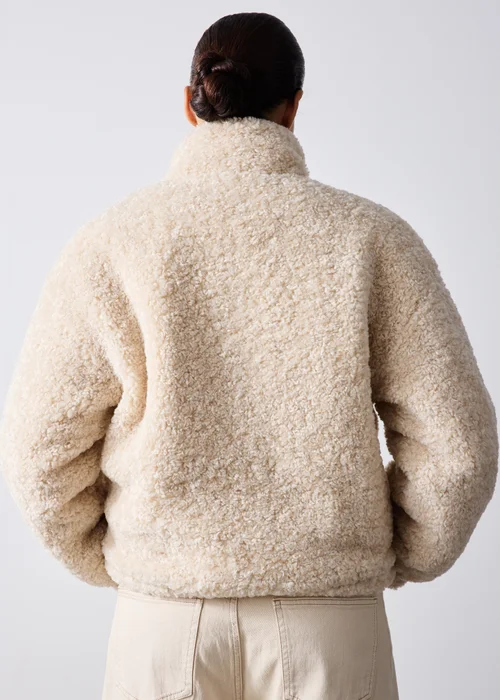 Cream Borg Zip Through Jacket - S Image 2