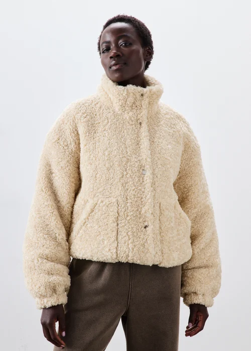 Cream Borg Zip Through Jacket - M Image 3
