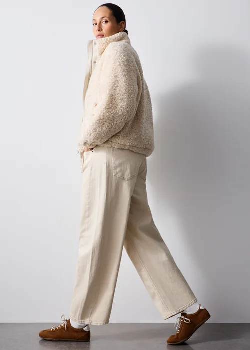 Cream Borg Zip Through Jacket - S Image 4