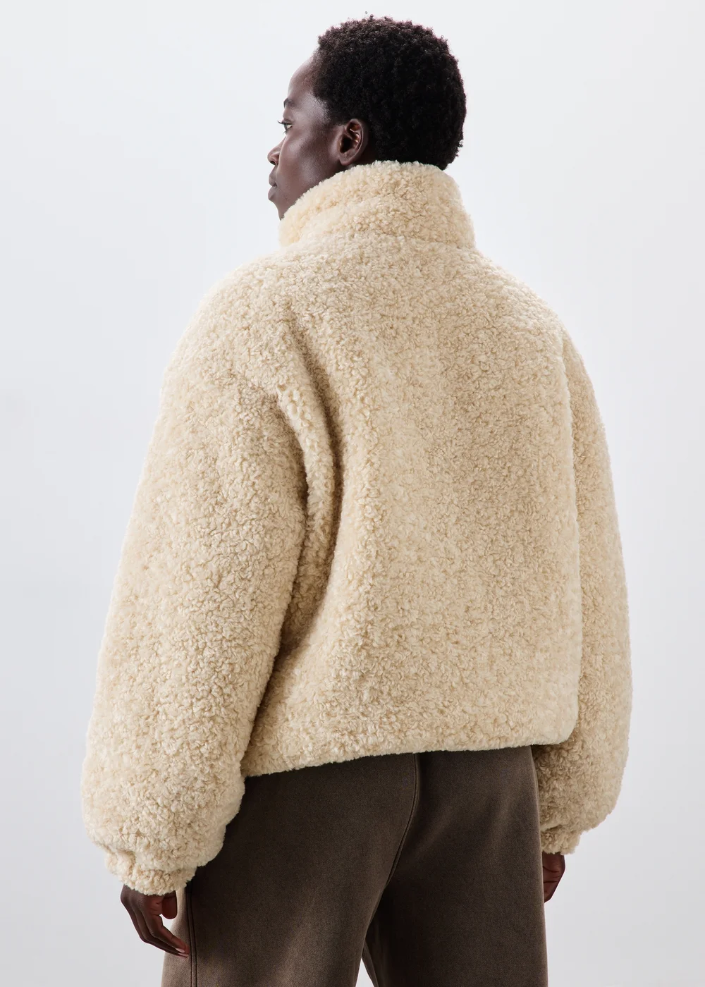 Cream Borg Zip Through Jacket - M Image 2