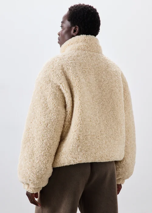 Cream Borg Zip Through Jacket - M Image 2