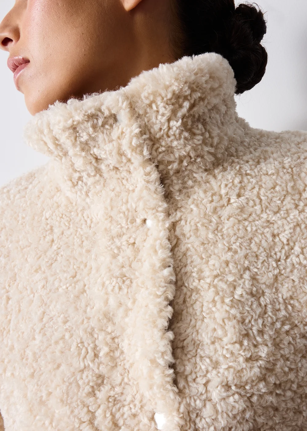Cream Borg Zip Through Jacket - S Image 4