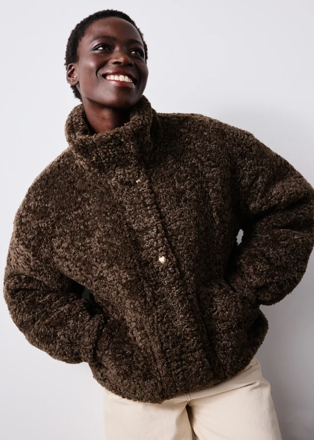 Chocolate Borg Zip Through Jacket