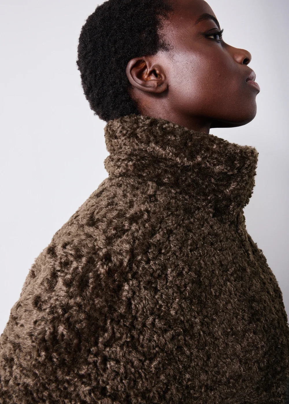 Chocolate Borg Zip Through Jacket - S Image 4