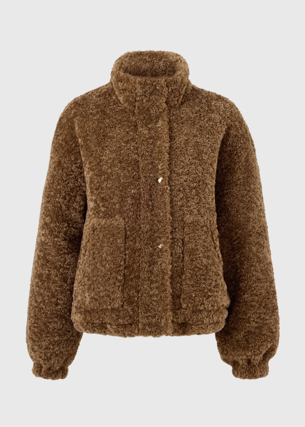 Toffee Borg Zip Through Jacket - S Image 3