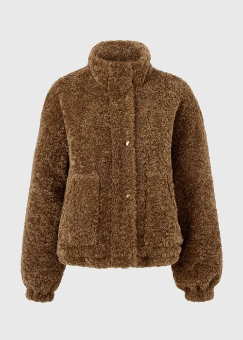 Toffee Borg Zip Through Jacket - S Image 3