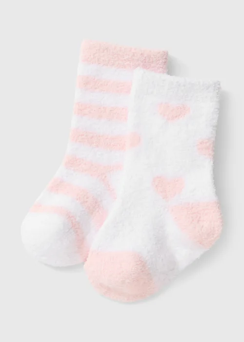 2 Pack Baby Pink Cosy Socks (0-23mths) - 0-3 months Image 1
