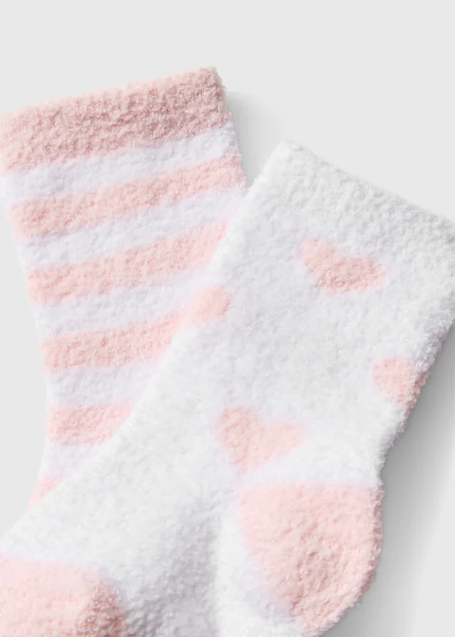2 Pack Baby Pink Cosy Socks (0-23mths)