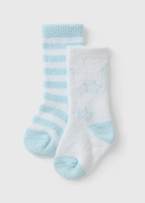 Baby Blue Striped Cosy Socks (Newborn-23 mnths) - 0-3 months Image 1