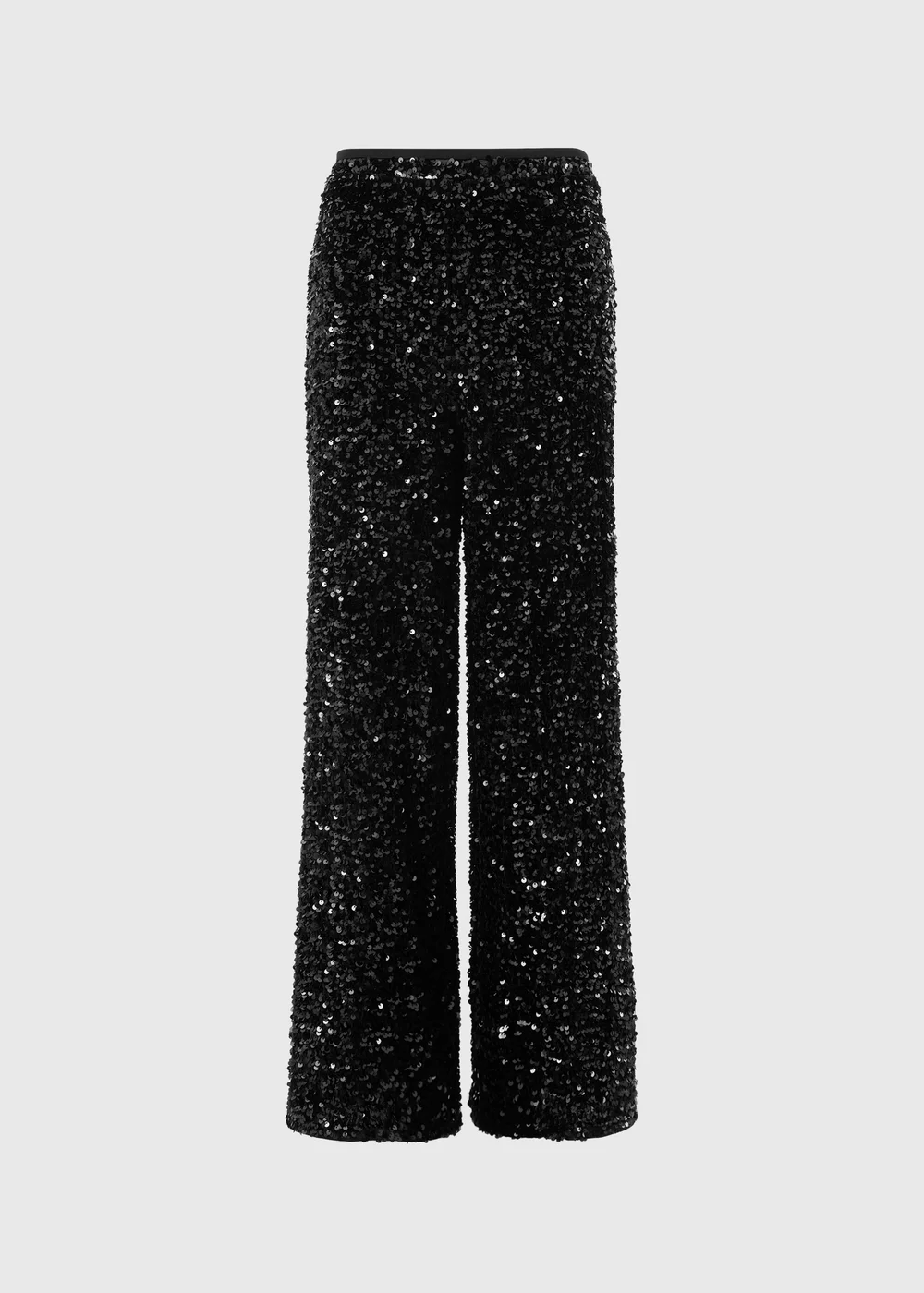 Black Sequin Wide Leg Co Ord Trousers - 14/L29 Image 1