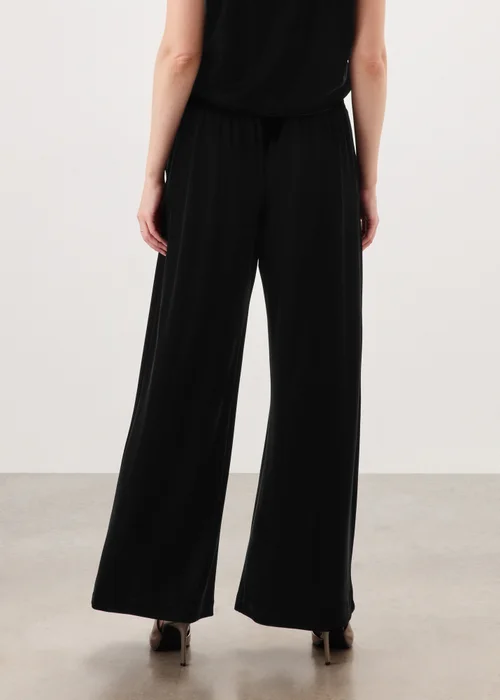 Black Pull On Velvet Wide Leg Co Ord Trousers - 8/L29 Image 2