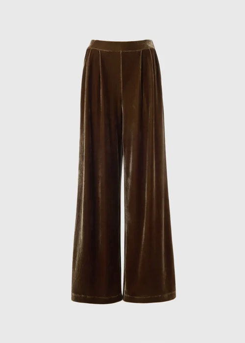 Bronze Pull On Velvet Wide Leg Co Ord Trousers - 8/L29 Image 5