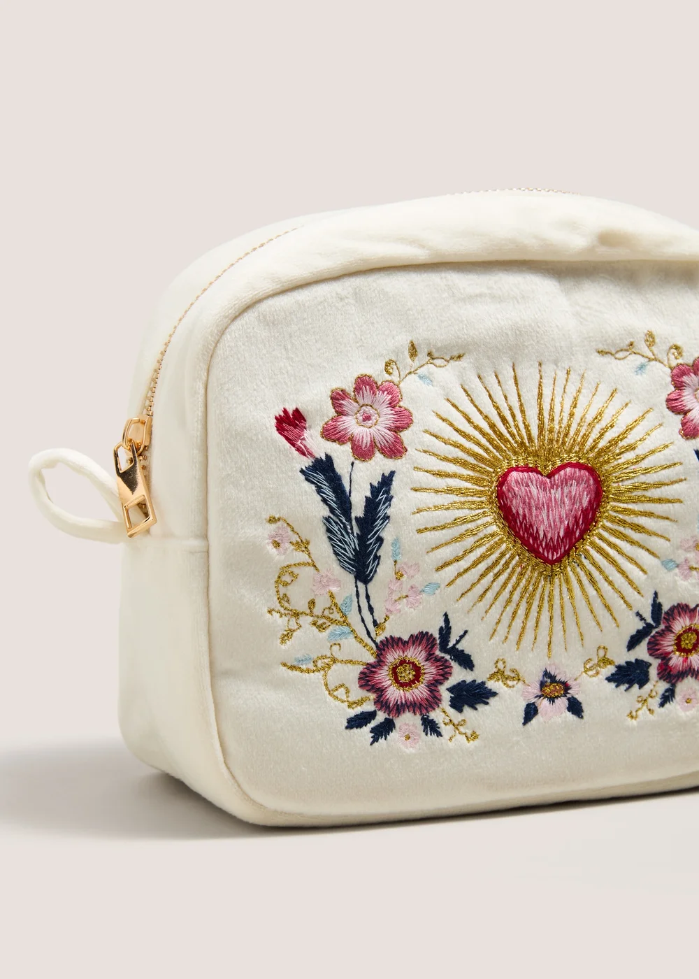 Cream Decadence Velvet Makeup Bag Image 2
