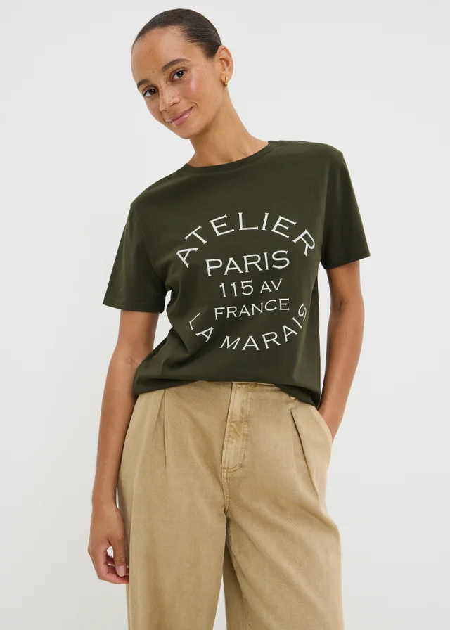 Forest Green Paris Graphic T-Shirt
