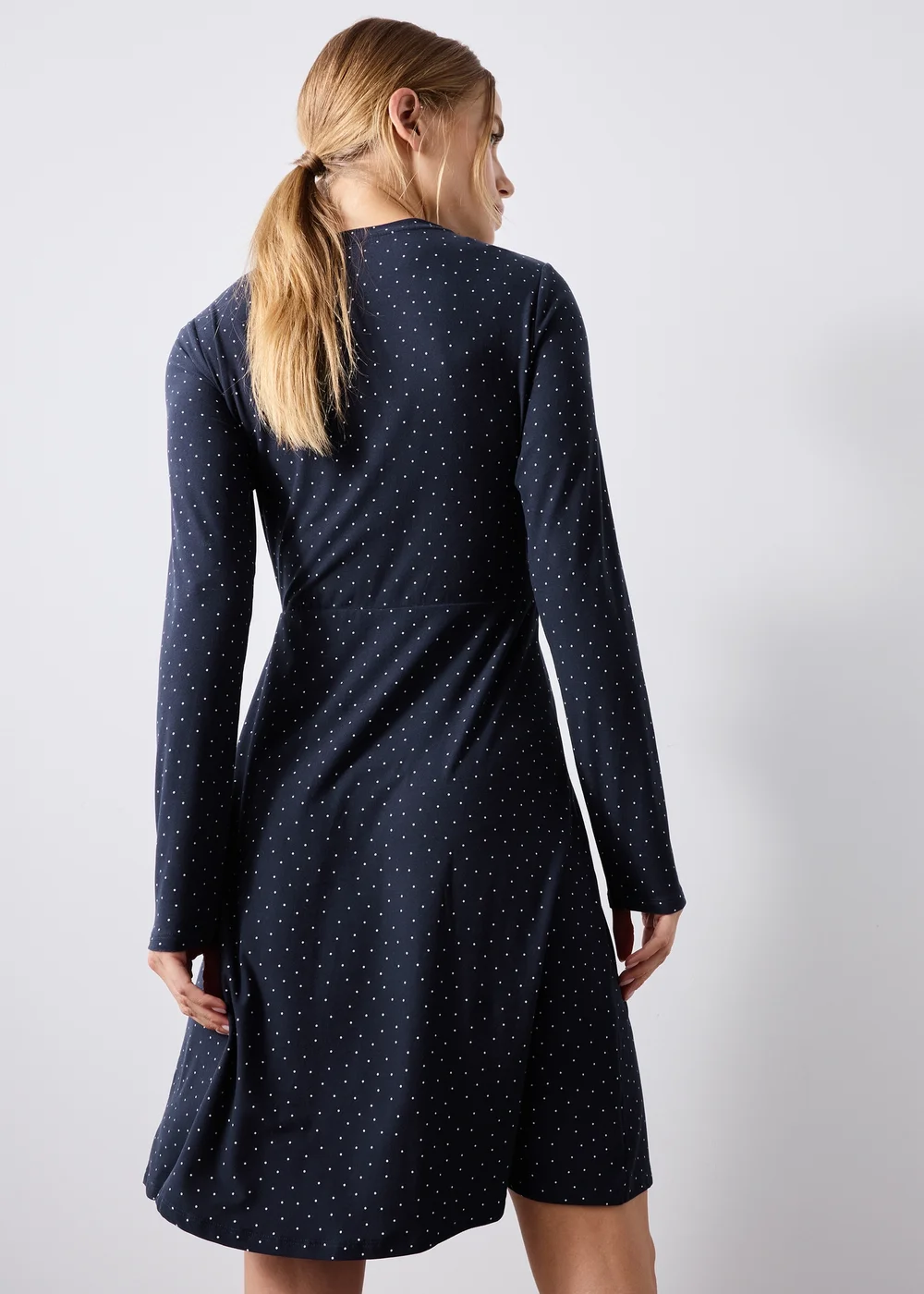 Navy Spotted Super Soft Mini Dress - 8 Image 2