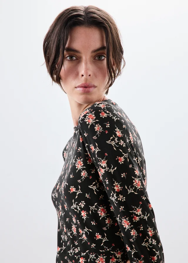 Black Floral Super Soft Mini Dress