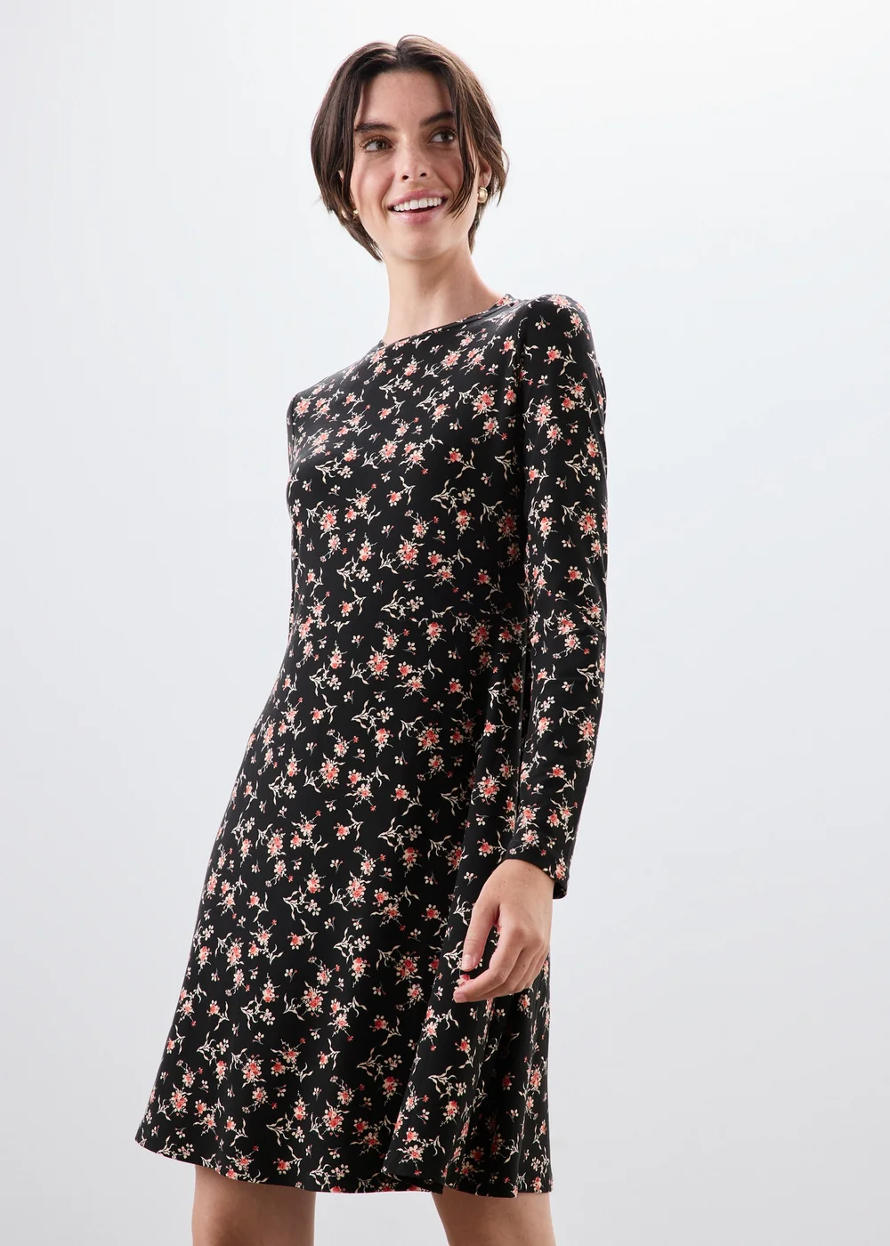 Black Floral Super Soft Mini Dress - 8 Image 1
