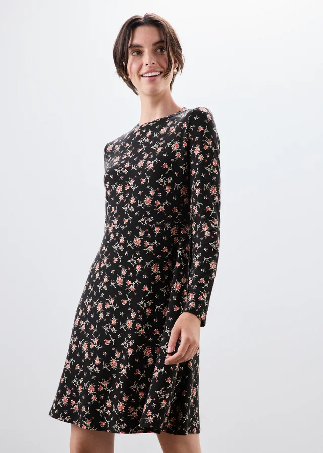 Black Floral Super Soft Mini Dress