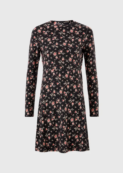 Black Floral Super Soft Mini Dress - 8 Image 3