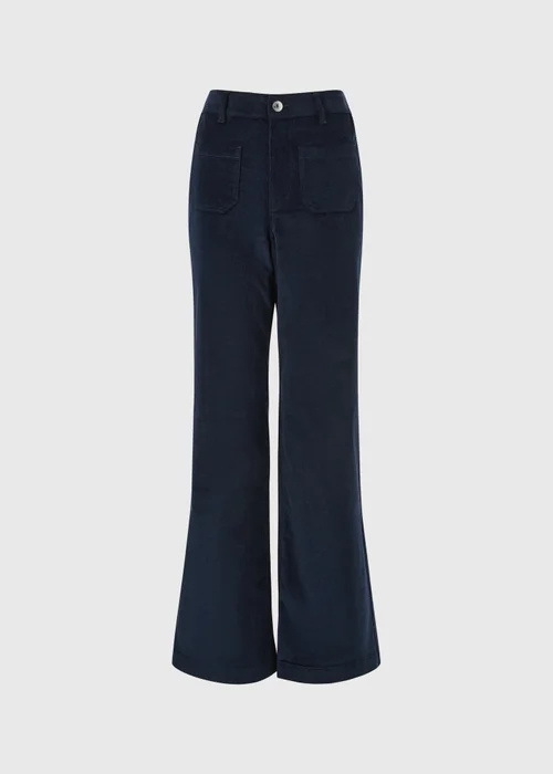 Navy Cord Wide Leg Pocket Front Trouser - 8/L29 Image 5