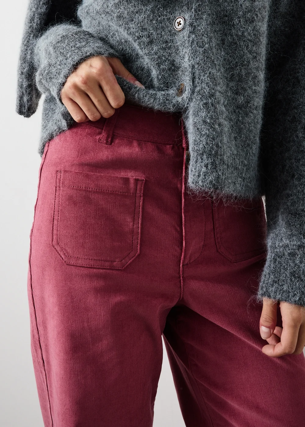 Pink Wide Leg Cord Trousers - 8/L29 Image 3