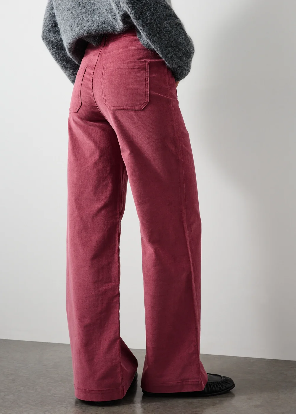 Pink Wide Leg Cord Trousers - 8/L29 Image 2