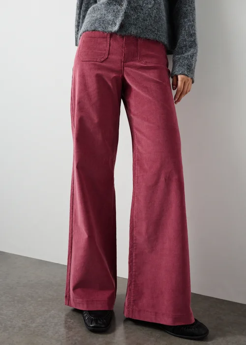 Pink Wide Leg Cord Trousers - 8/L29 Image 1