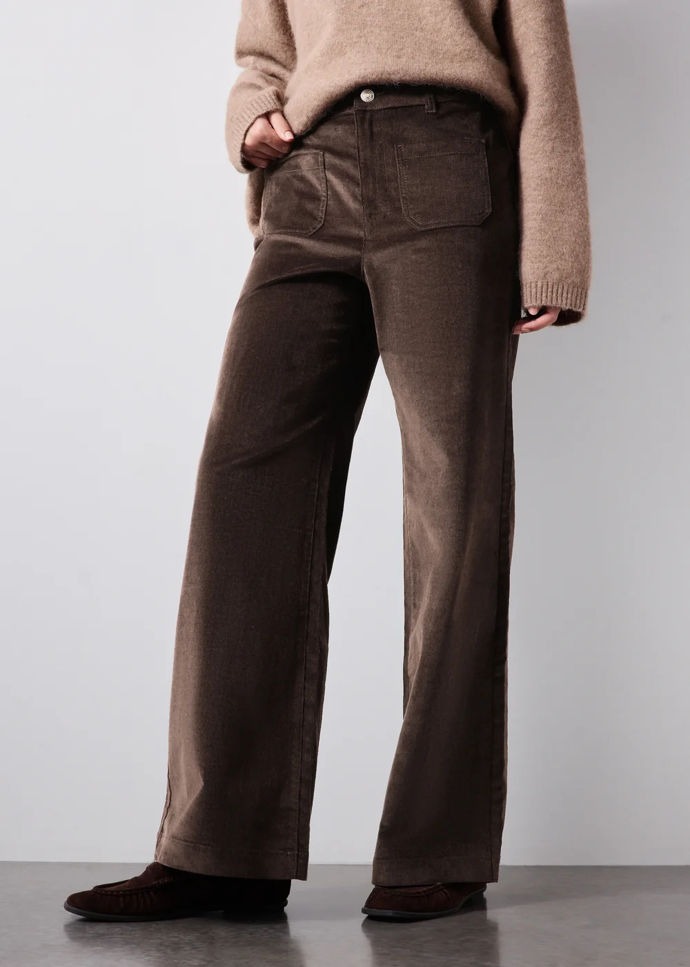 Chocolate Brown Wide Leg Pocket Front Trouser - 8/L29 Image 1