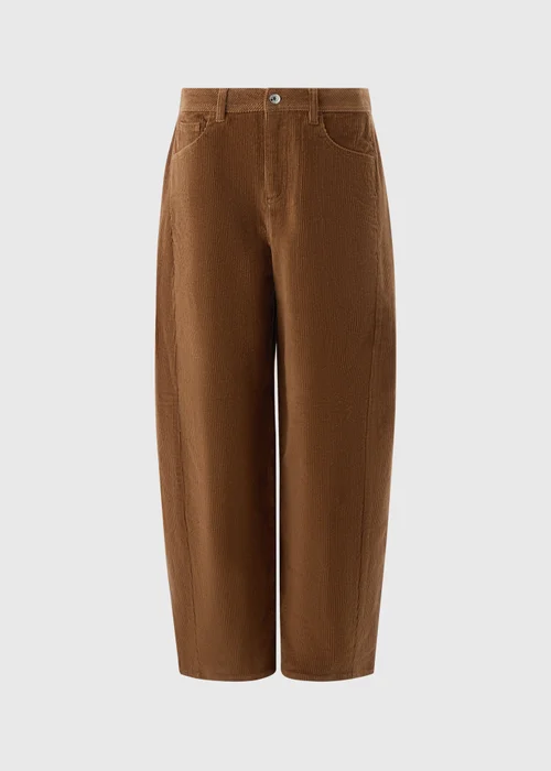 Camel Barrel Leg Cord Trousers - 8/L29 Image 5
