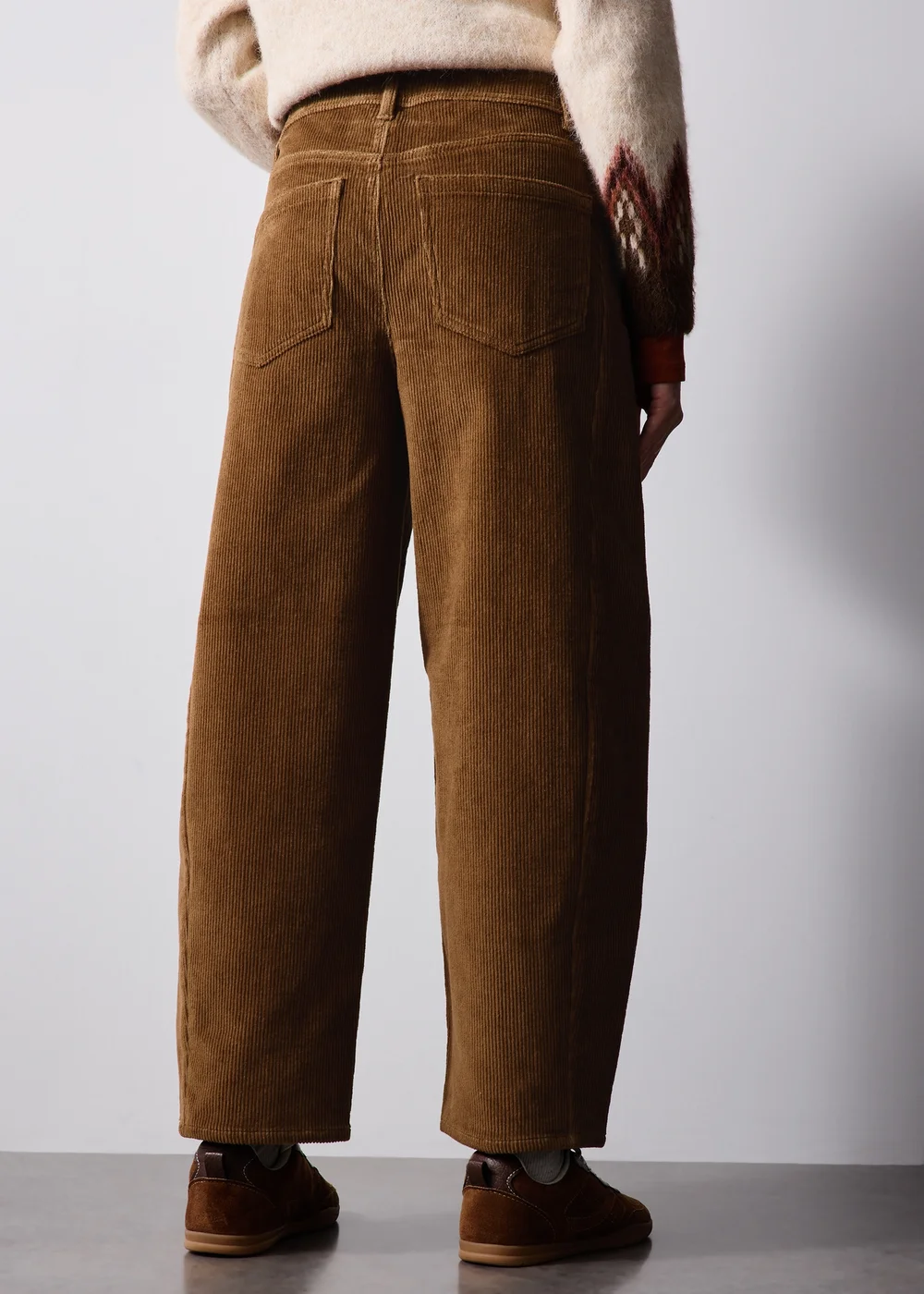Camel Barrel Leg Cord Trousers - 8/L29 Image 2