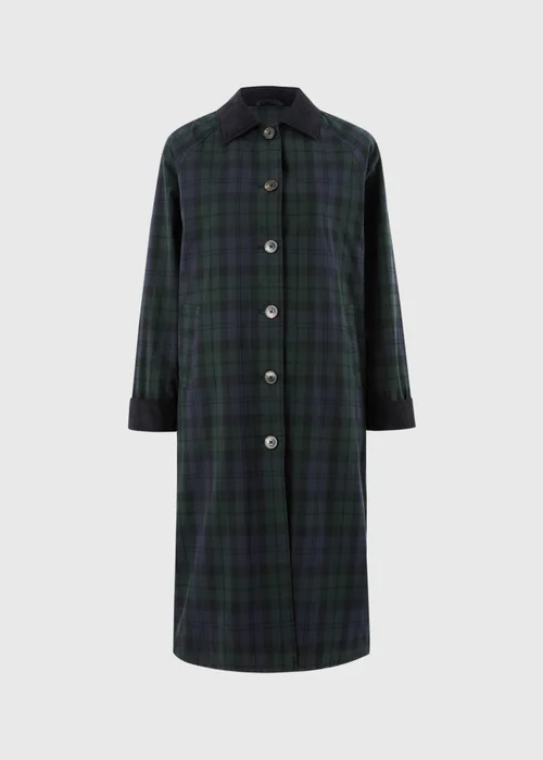 Green Check Wax Longline Barn Jacket - S Image 4
