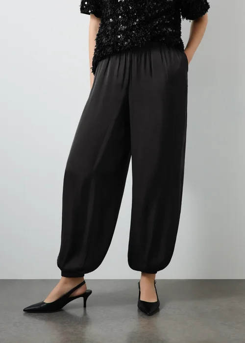 Black Satin Balloon Co Ord Trousers - 8/L29 Image 2