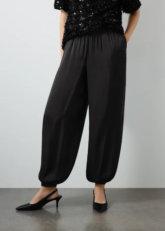 Black Satin Balloon Co Ord Trousers