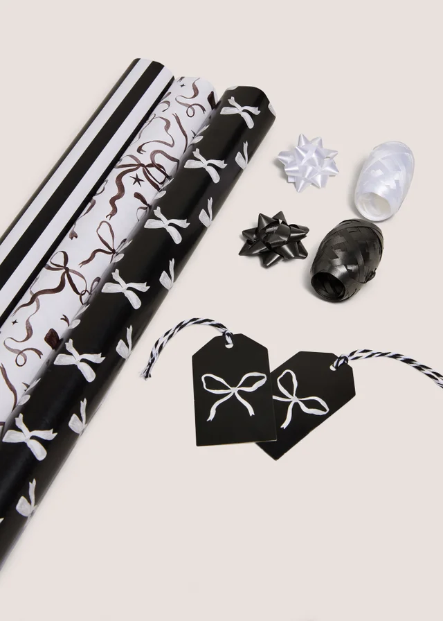 Monochrome Bow Gift Wrap Set