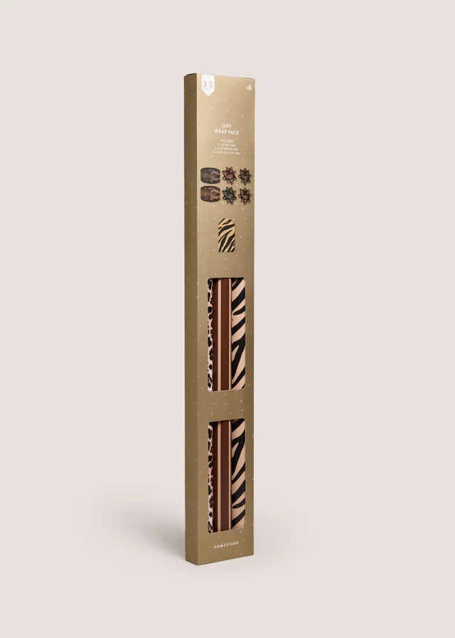 Brown Animal Print Gift Wrap Set
