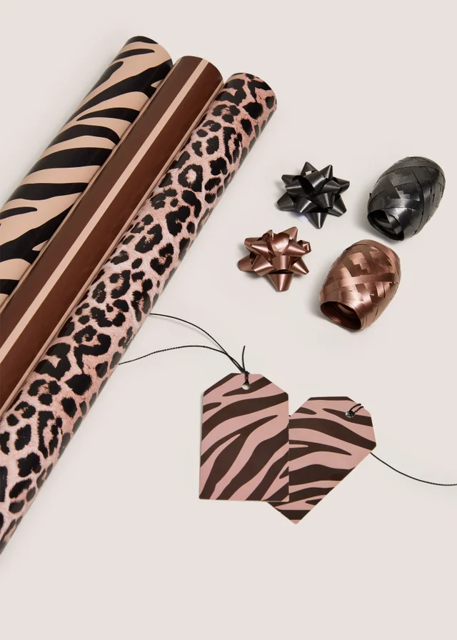 Brown Animal Print Gift Wrap Set