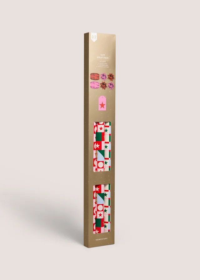 Multicolour Happy Place Christmas Wrapping Paper Set