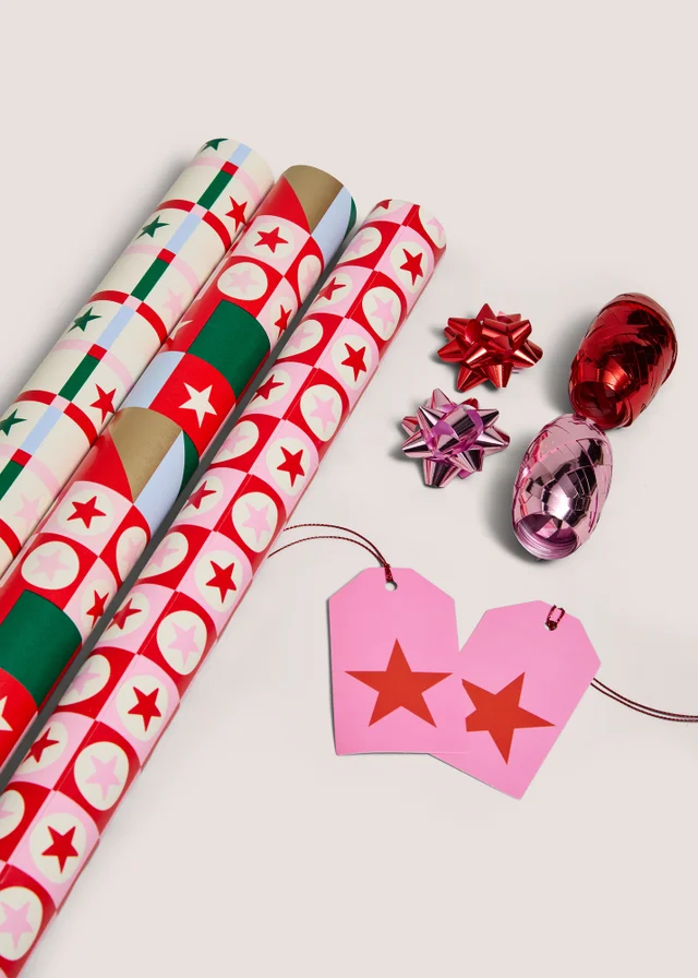 Multicolour Happy Place Christmas Wrapping Paper Set