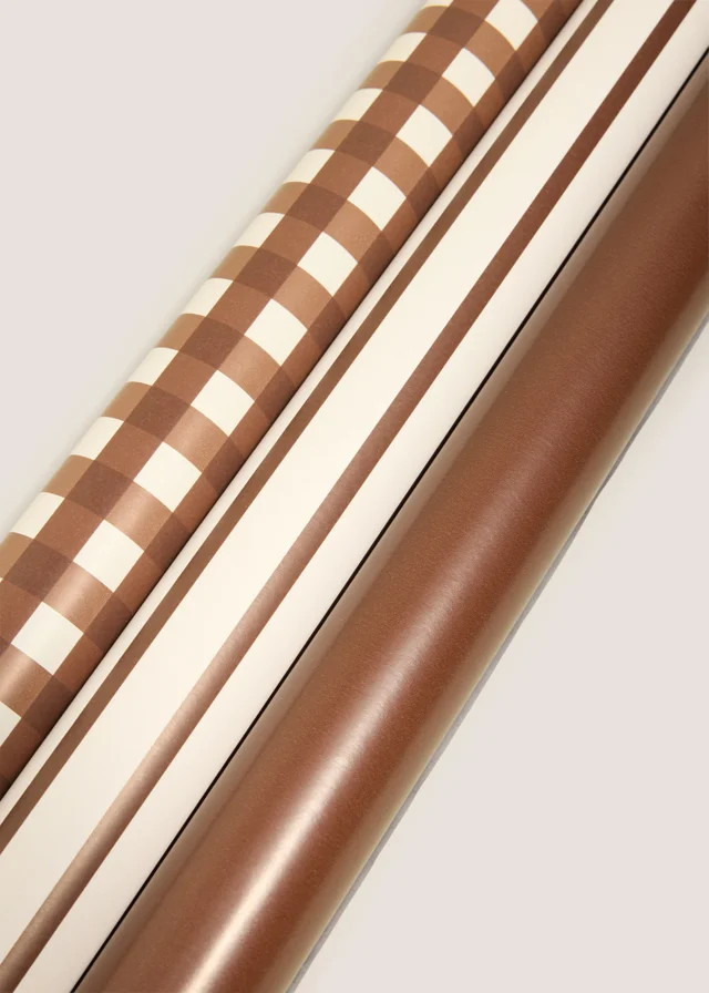 Brown Gingham Wrapping Paper Set