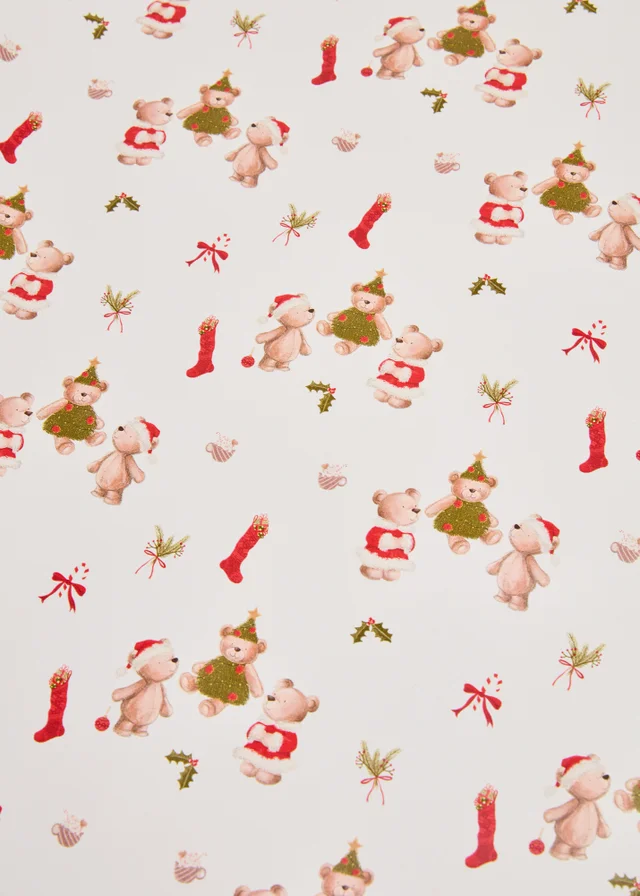 White Patch & Peg Bear Wrapping Paper 12 Metres