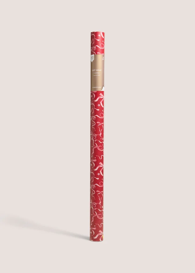 Burgundy Bow Wrapping Paper 8 Metres