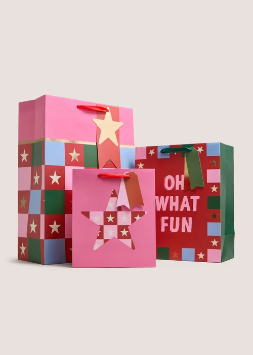 3 Pack Star Christmas Gift Bags Image 1