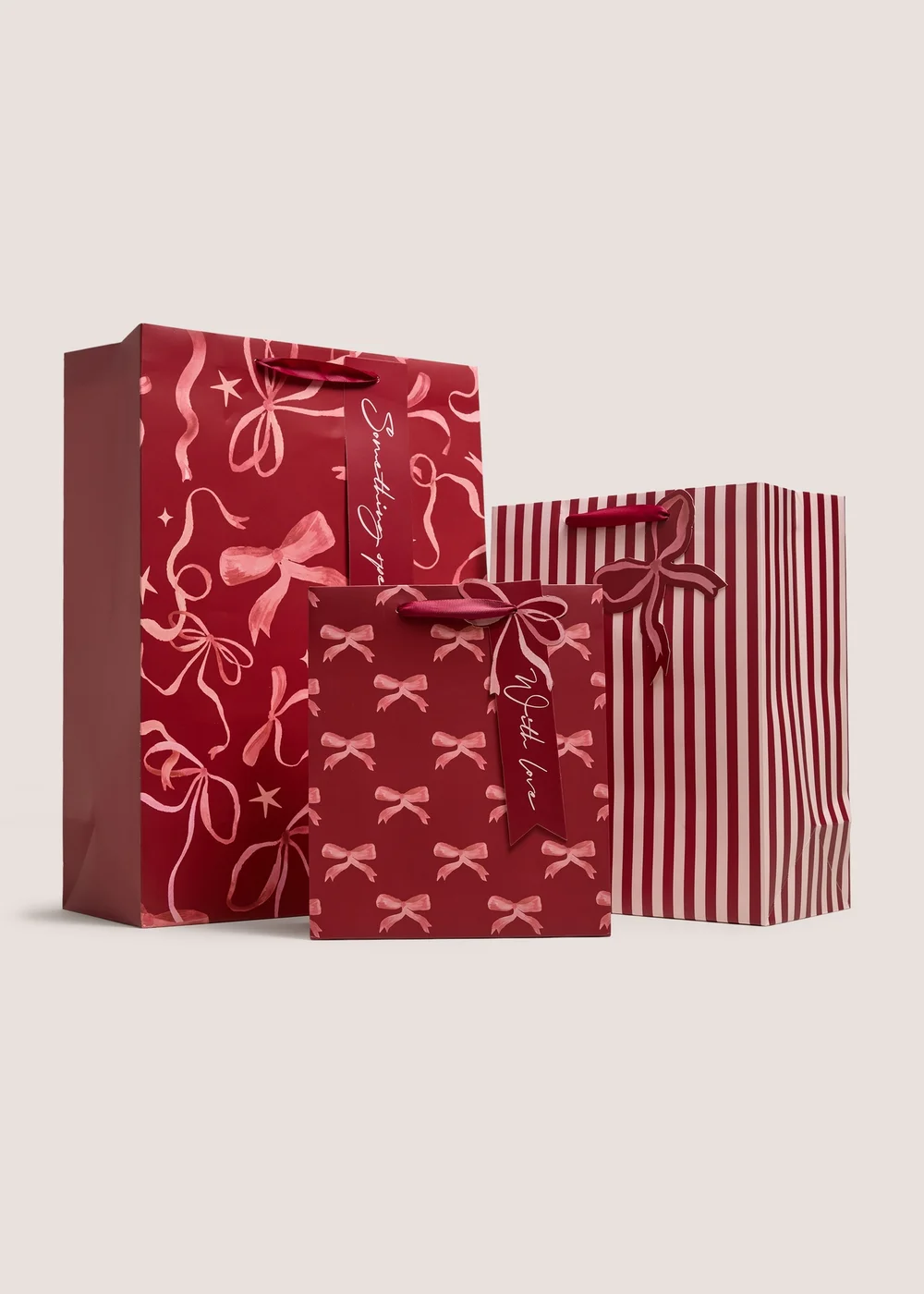 3 Pack Bow Christmas Gift Bags Image 1