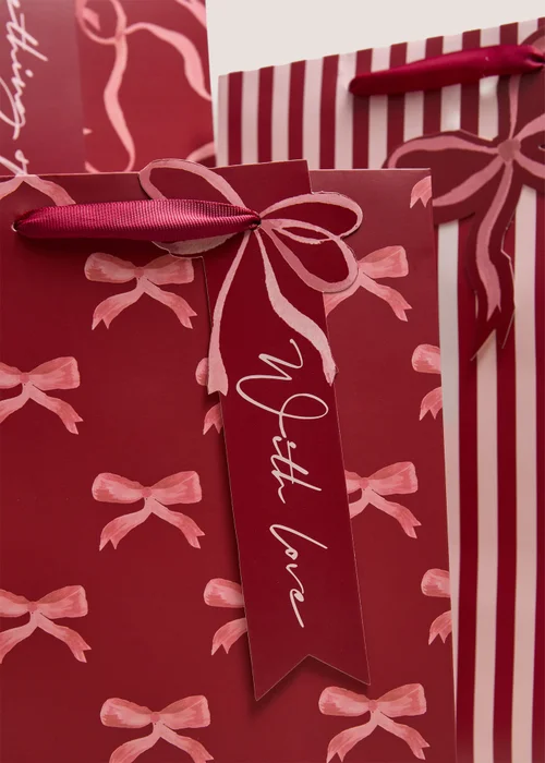 3 Pack Bow Christmas Gift Bags Image 2