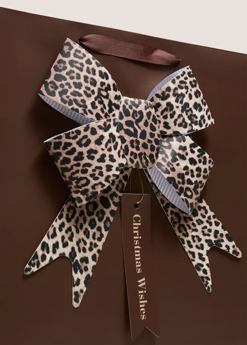 Leopard Bow Christmas Gift Bag Image 2