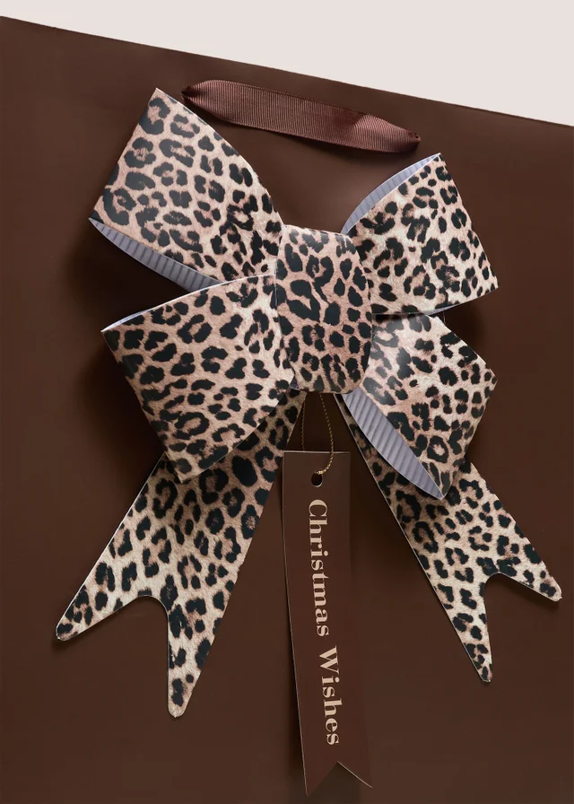 Leopard Bow Christmas Gift Bag