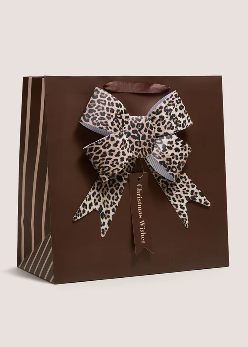 Leopard Bow Christmas Gift Bag Image 1